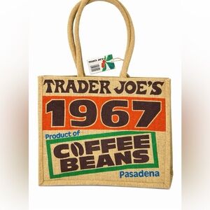 Trader Joe's 1967 Coffee Beans Jute Tote Bag Retro Design
